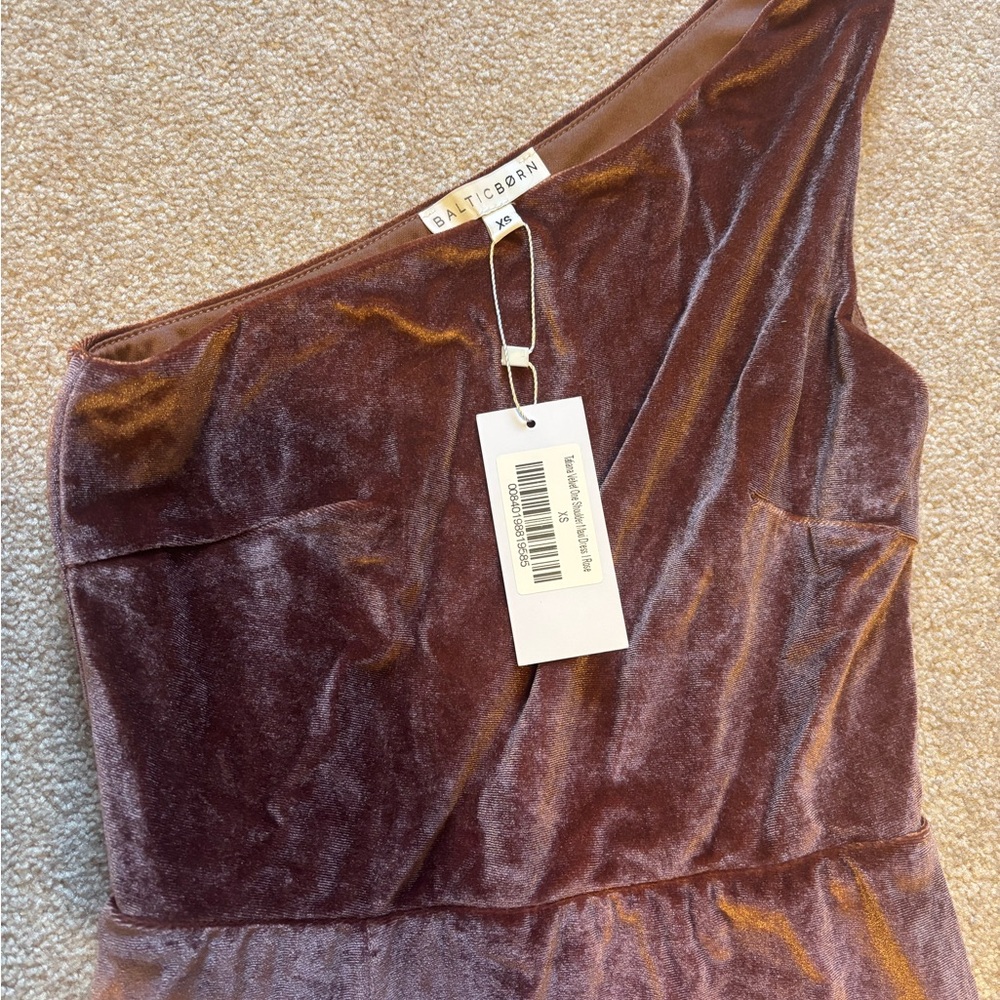 Baltic Born Tatiana One-Shoulder Velvet Dress - rose xs nwt